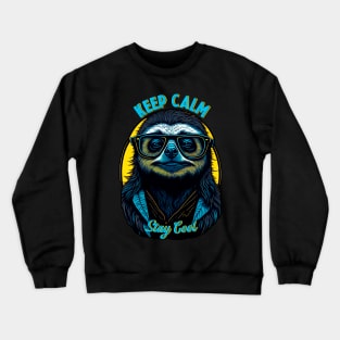 Keep calm stay cool sloth cute Crewneck Sweatshirt